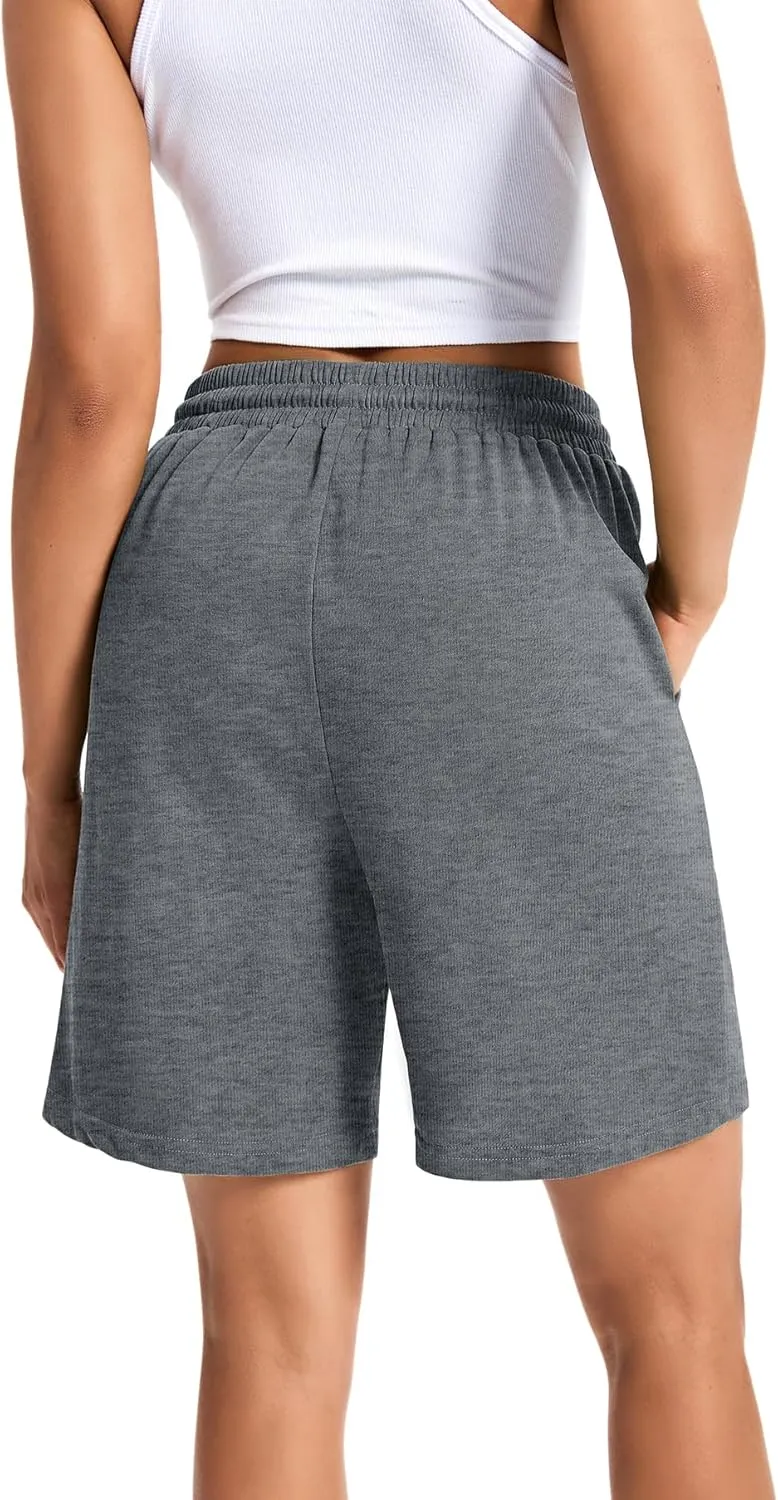 Womens Cotton Sweat Shorts Casual Summer Short Loose Drawstring Lounge Running Athletic Shorts with Pockets