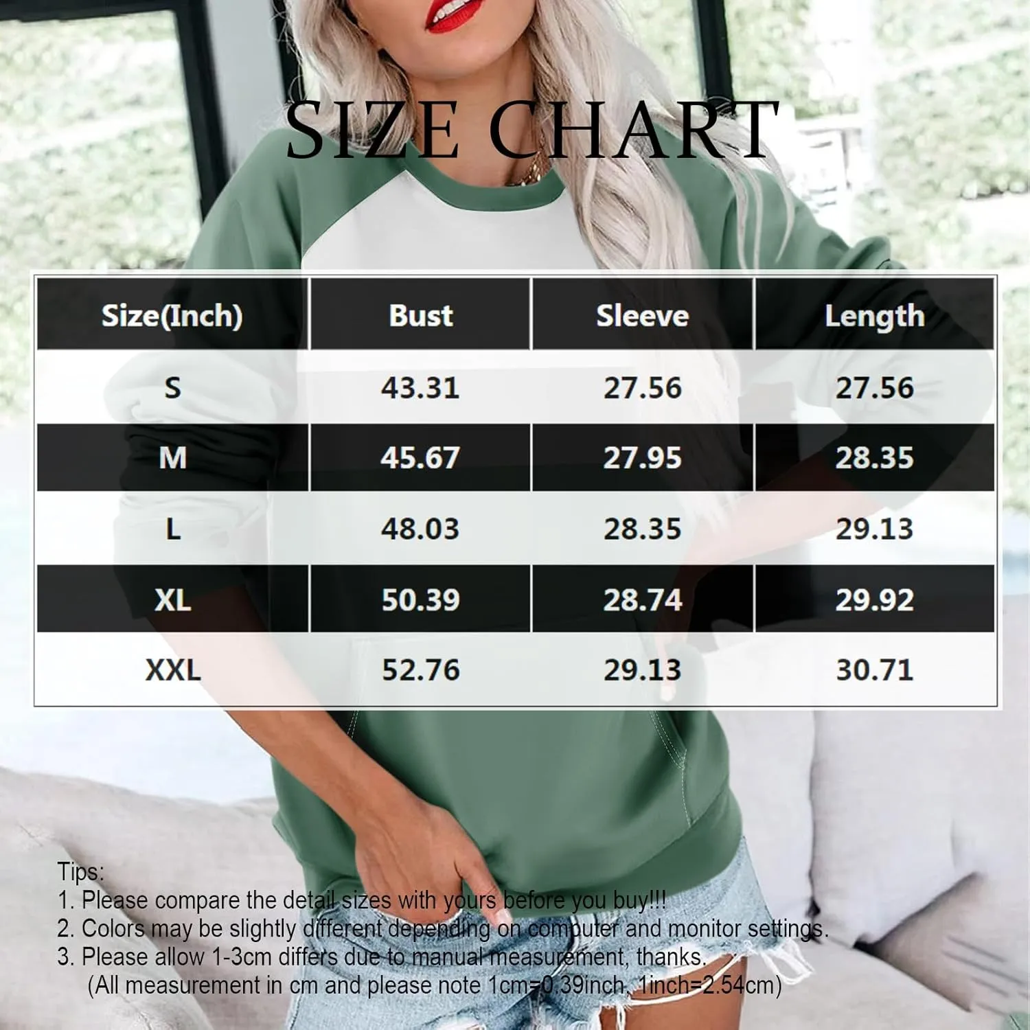 Womens Crewneck Sweatshirt Raglan Sleeve Pullover Sweatshirts No Hood Loose Fit Sweat Shirts Fall Outfits with Pocket