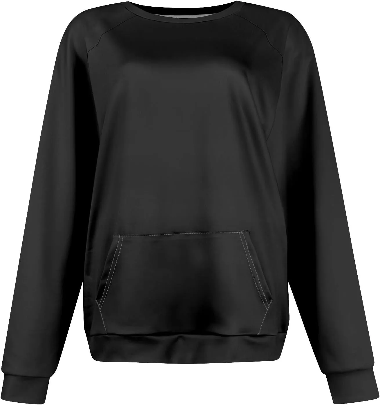 Womens Crewneck Sweatshirt Raglan Sleeve Pullover Sweatshirts No Hood Loose Fit Sweat Shirts Fall Outfits with Pocket