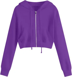 Womens Cropped Hoodie Zip Up Hoodies Jackets Zipper Long Sleeve Sweatshirts Fall Trendy 2024 Y2K Fashion Clothes