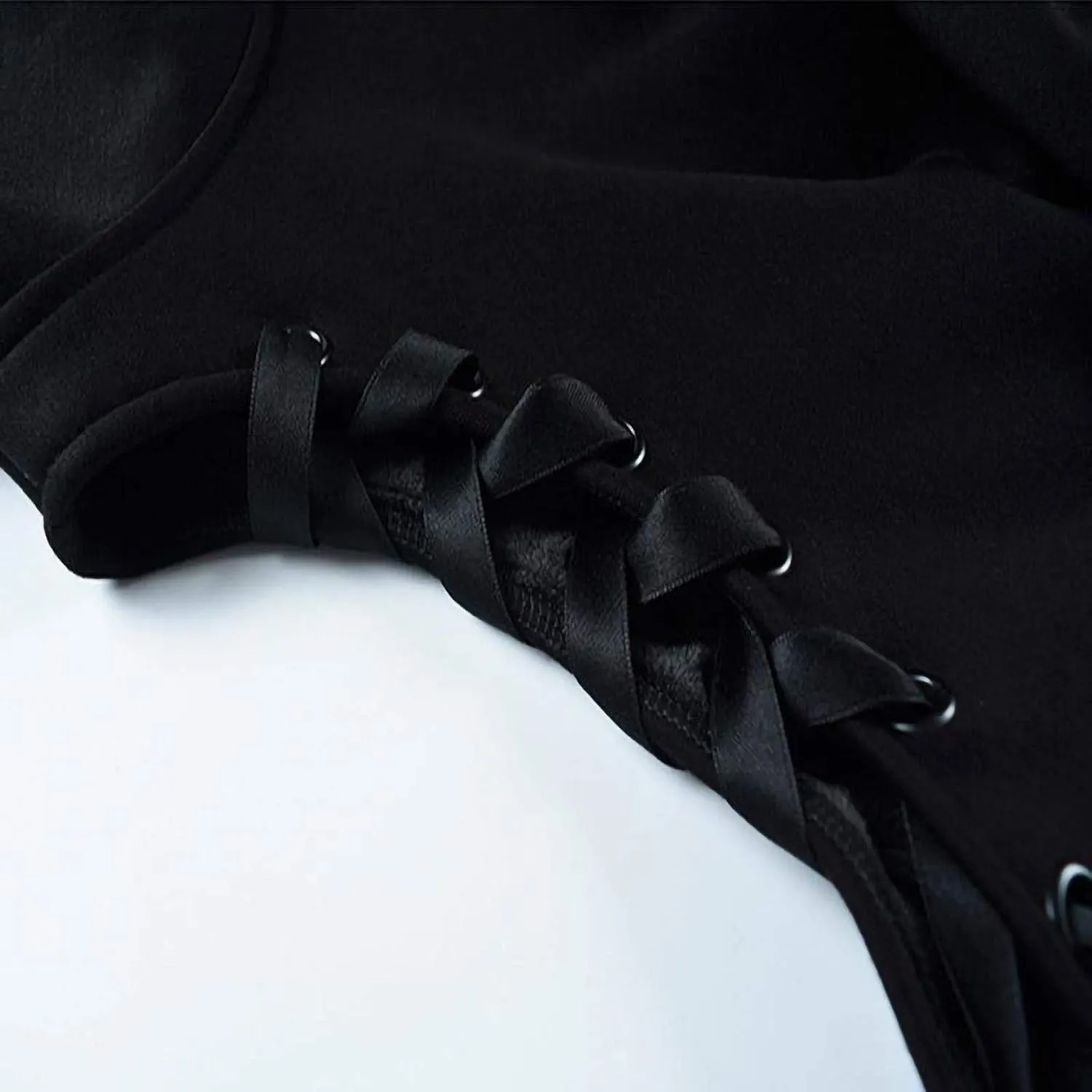 Women's Cute Ear Hoodies Sweatshirts Dark Gothic Clothes Sexy Bandage Crop Hooded Pullover Long Sleeve Hoodie Sweater