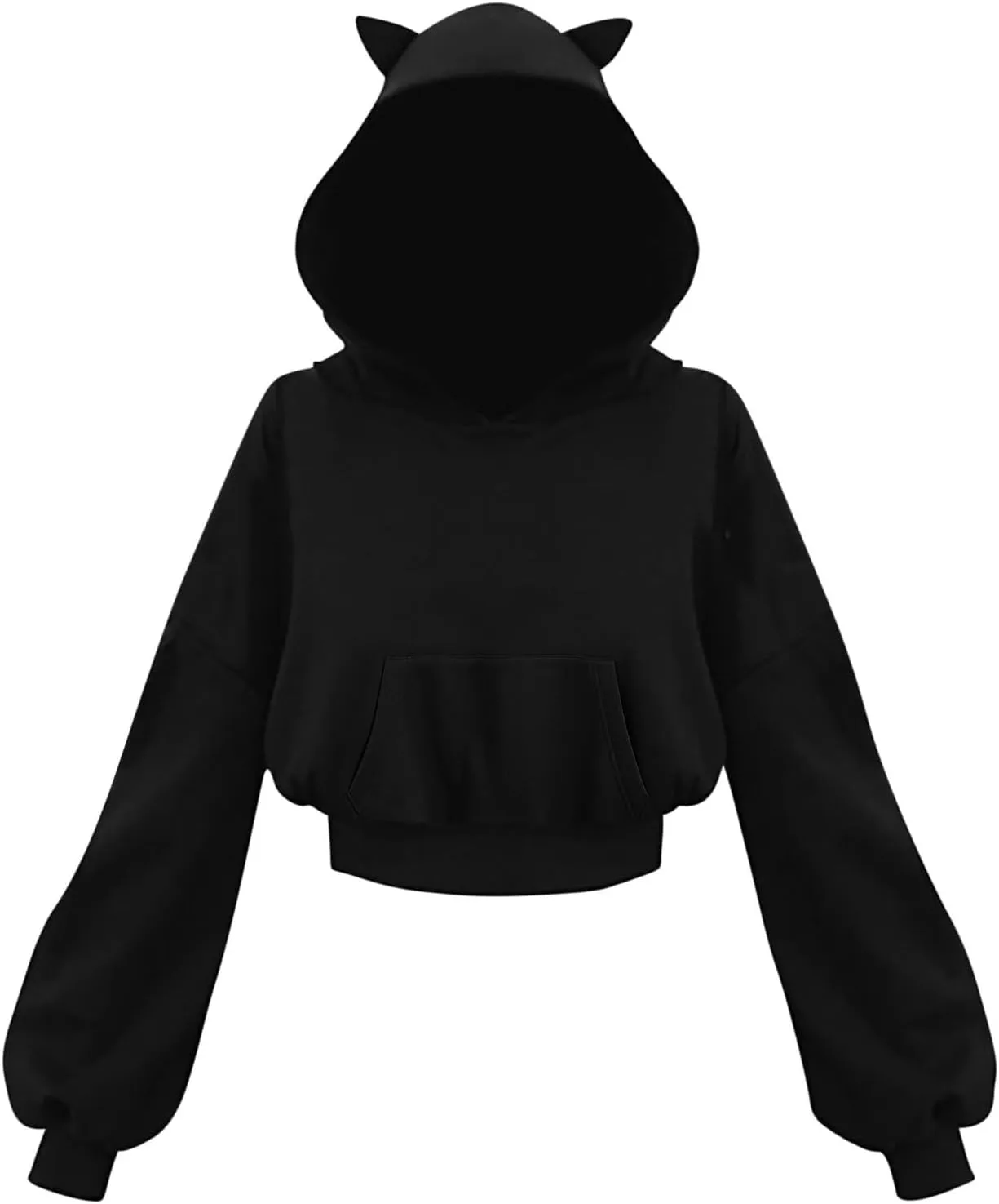 Women's Cute Ear Hoodies Sweatshirts Dark Gothic Clothes Sexy Bandage Crop Hooded Pullover Long Sleeve Hoodie Sweater