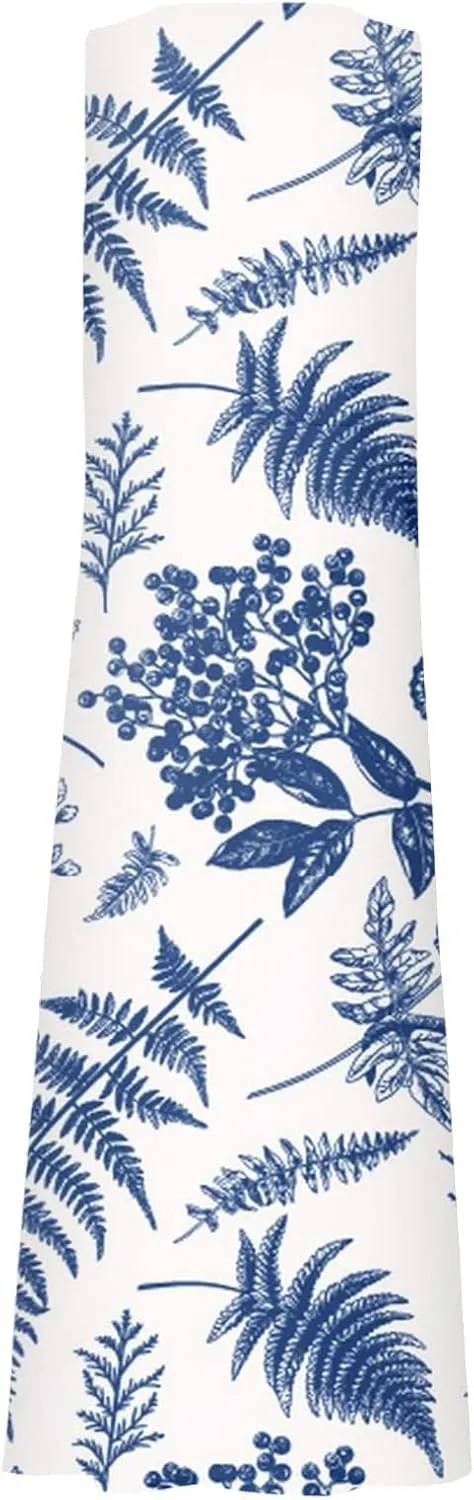 Womens Dresses Simple Casual Solid Color Sleeveless Dresses Cozy Cotton Dresses Summer Gradient Printed Long Dresses