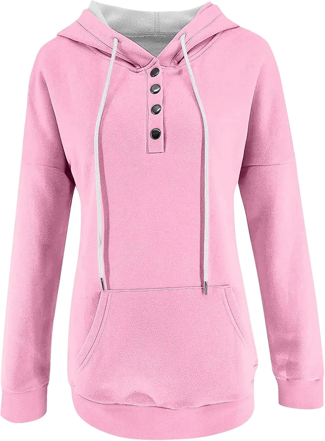 Women's Fashion Hoodies & Sweatshirts Trendy Casual Long Sleeve Hoodies Comfy Loose Solid Sweatshirt with Pockets
