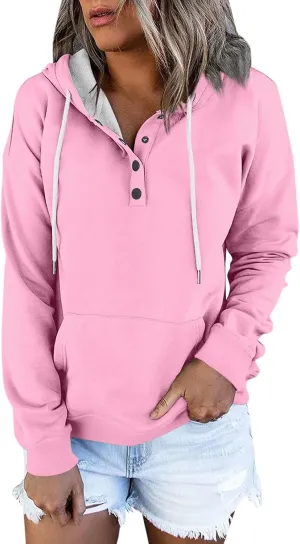 Women's Fashion Hoodies & Sweatshirts Trendy Casual Long Sleeve Hoodies Comfy Loose Solid Sweatshirt with Pockets