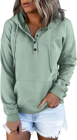 Women's Fashion Hoodies & Sweatshirts Trendy Casual Long Sleeve Hoodies Comfy Loose Solid Sweatshirt with Pockets