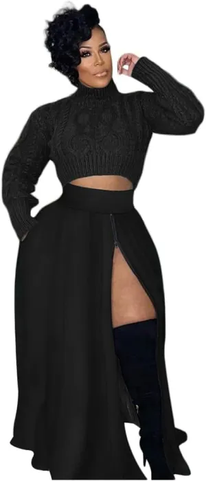 Women's High Waist Zipper Up Split Skirt Camouflage Print Casual Party Club Night Out Maxi Skirt
