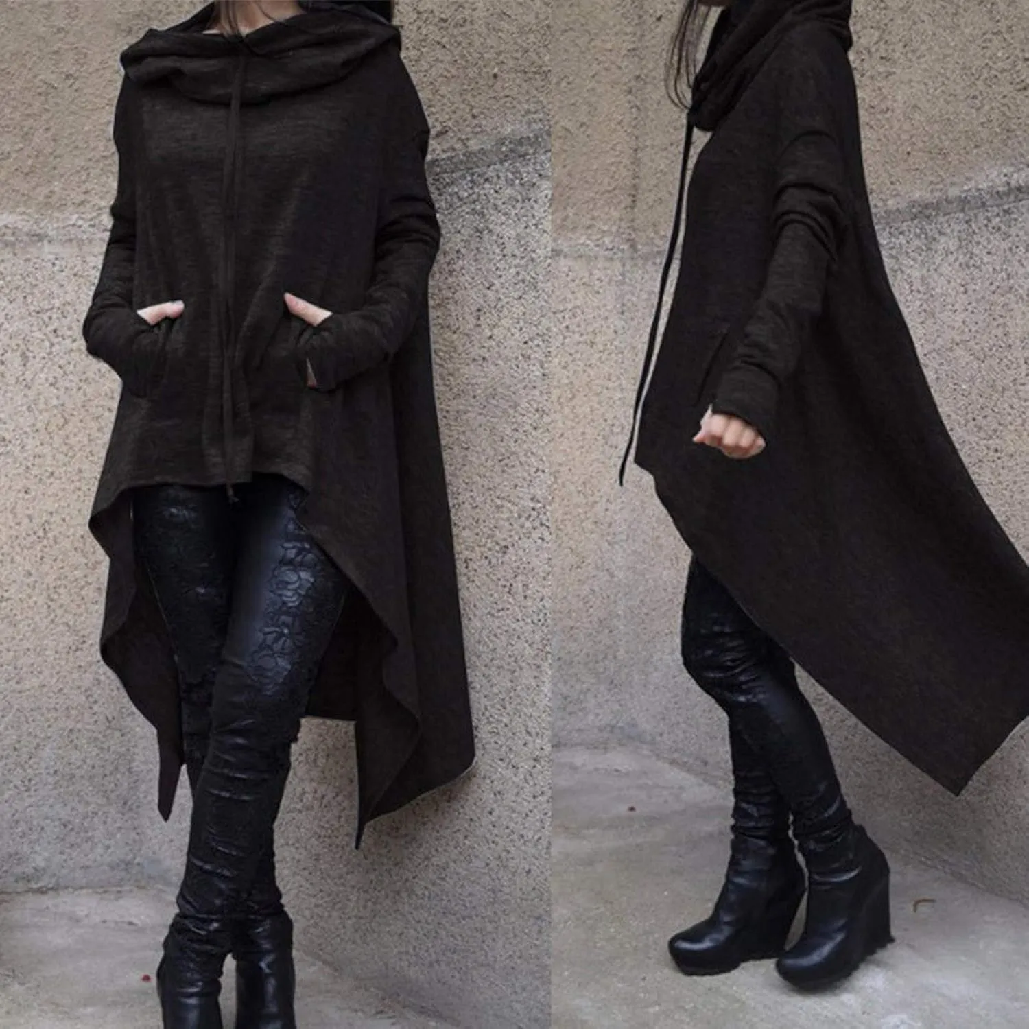 Women's Irregular Hem Long Hoodies Plus Size Casual Baggy Pullover Tops 2023 Fall Fashion Tunic Blouse