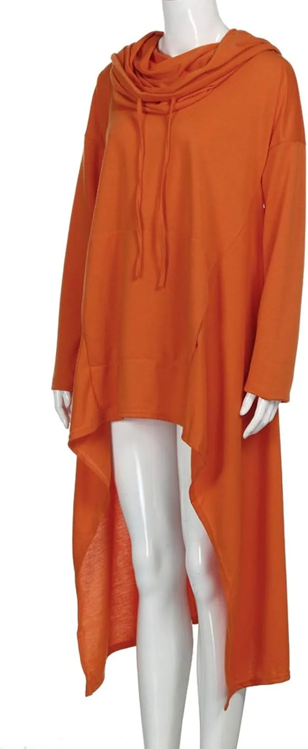 Women's Irregular Hem Long Hoodies Plus Size Casual Baggy Pullover Tops 2023 Fall Fashion Tunic Blouse