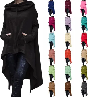 Women's Irregular Hem Long Hoodies Plus Size Casual Baggy Pullover Tops 2023 Fall Fashion Tunic Blouse