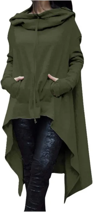Women's Irregular Hem Long Hoodies Plus Size Casual Baggy Pullover Tops 2023 Fall Fashion Tunic Blouse
