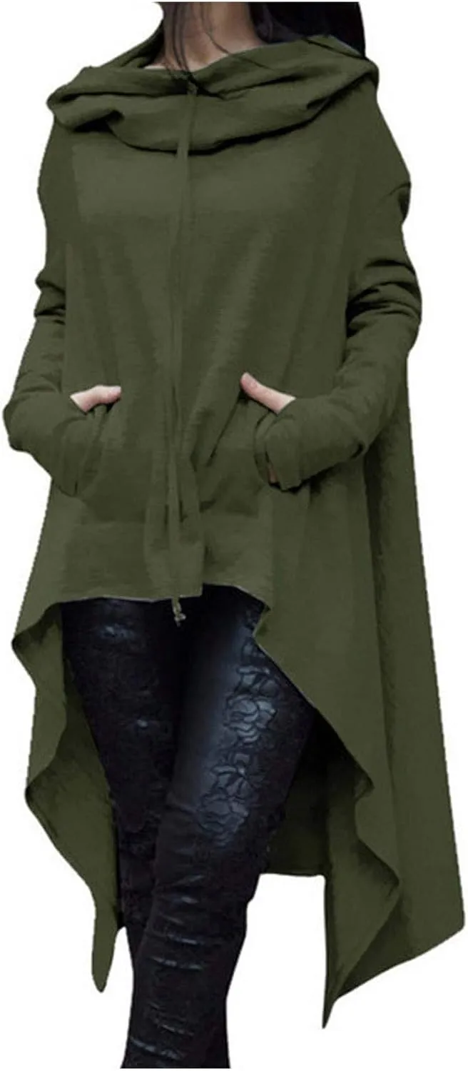Women's Irregular Hem Long Hoodies Plus Size Casual Baggy Pullover Tops 2023 Fall Fashion Tunic Blouse
