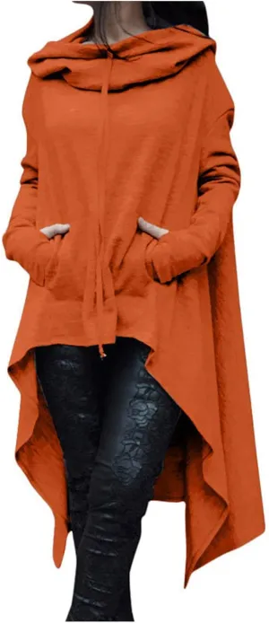 Women's Irregular Hem Long Hoodies Plus Size Casual Baggy Pullover Tops 2023 Fall Fashion Tunic Blouse
