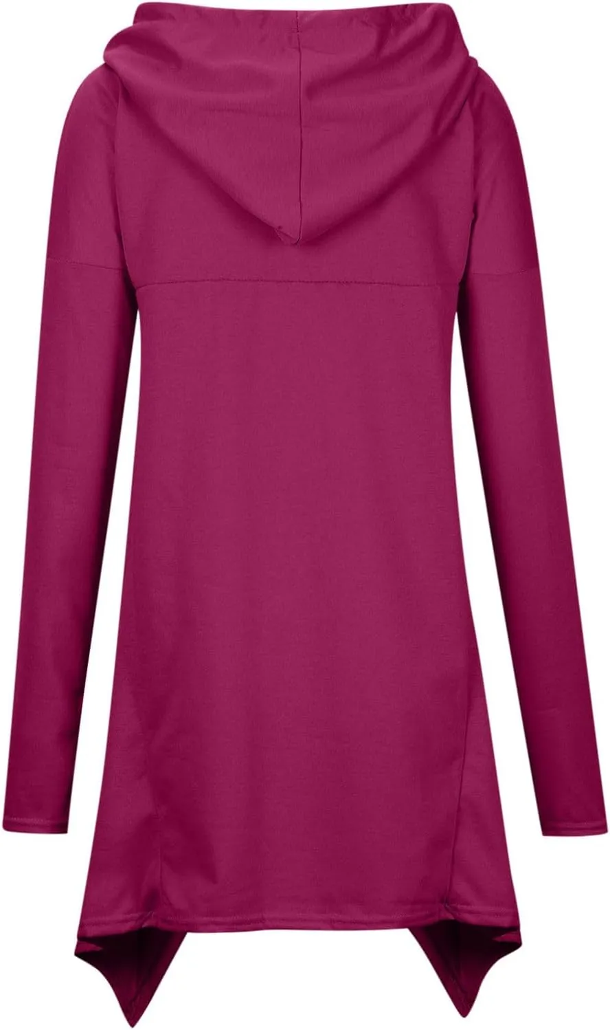Women's Novelty Cowl Neck Sweatshirts Flowy Asymmetrical Hem Solid Hoodies Preppy Thumb Hole Oversized Pullover