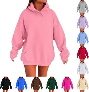 Womens Oversized Hoodies Drop Shoulder Cute Sweatshirts 2024 Fashion Pullover Tops Plus Size Trendy Preppy Outfits