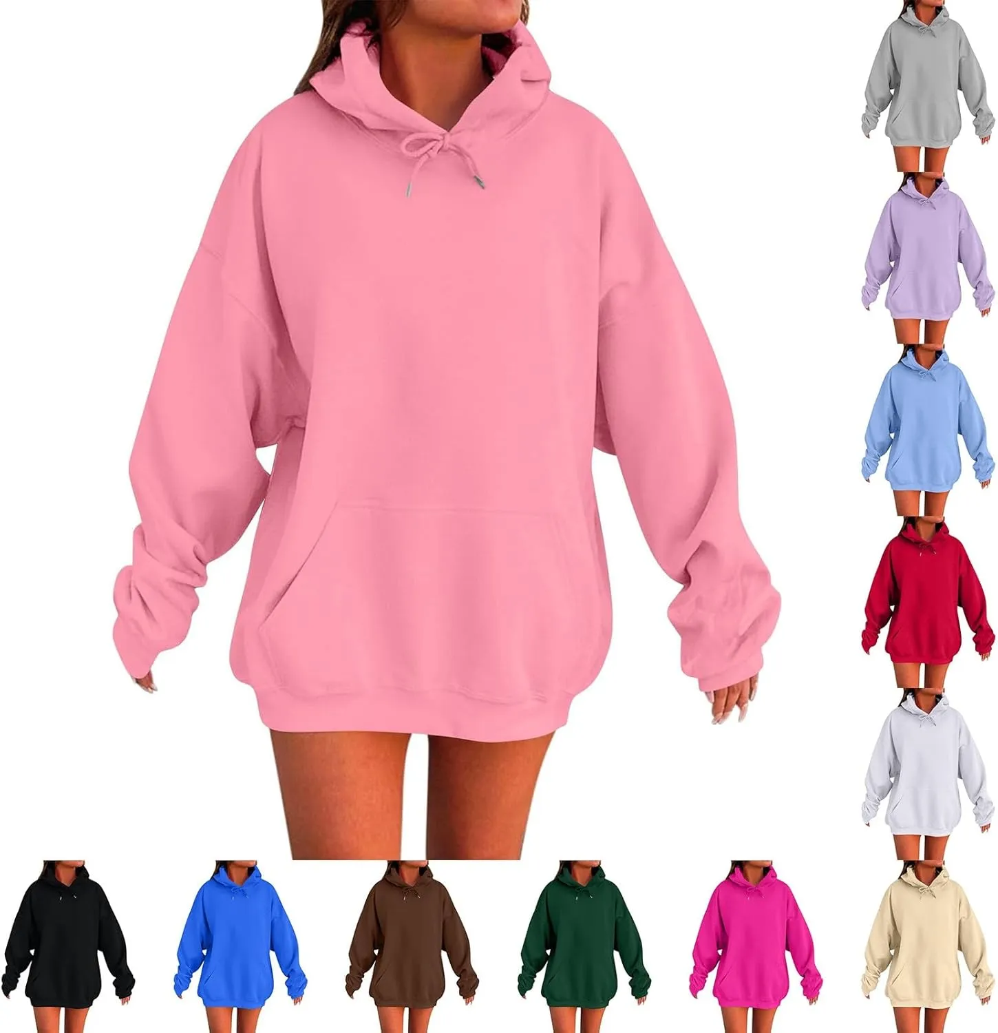 Womens Oversized Hoodies Drop Shoulder Cute Sweatshirts 2024 Fashion Pullover Tops Plus Size Trendy Preppy Outfits