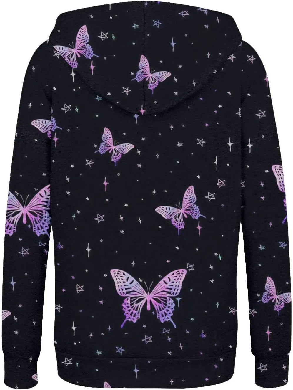 Womens Oversized Hoodies Floral Butterfly Print Full Zip Long Sleeve Fall Sweatshirt Workout Drawstring Jackets with Pockets