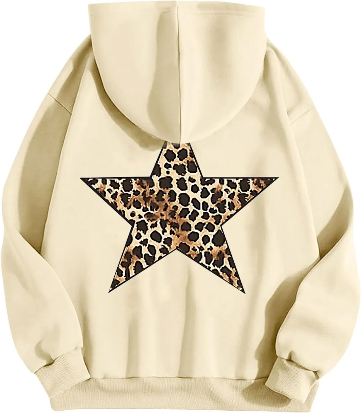 Women's Oversized Sweatshirts Fashion Leopard Star Printed Pullover Casual Athletic Hoodie Cheetah Hoodie with Pocket