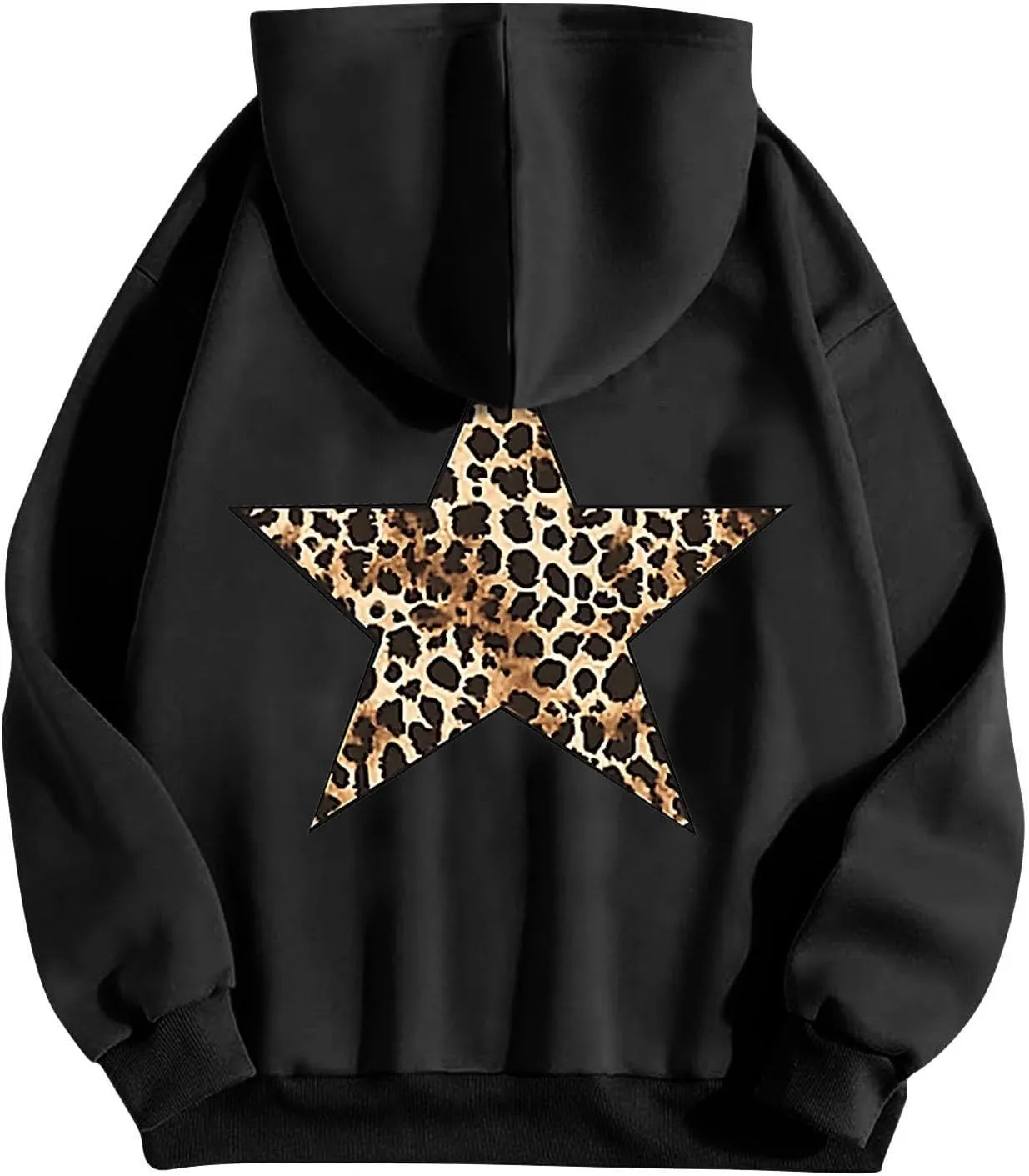 Women's Oversized Sweatshirts Fashion Leopard Star Printed Pullover Casual Athletic Hoodie Cheetah Hoodie with Pocket