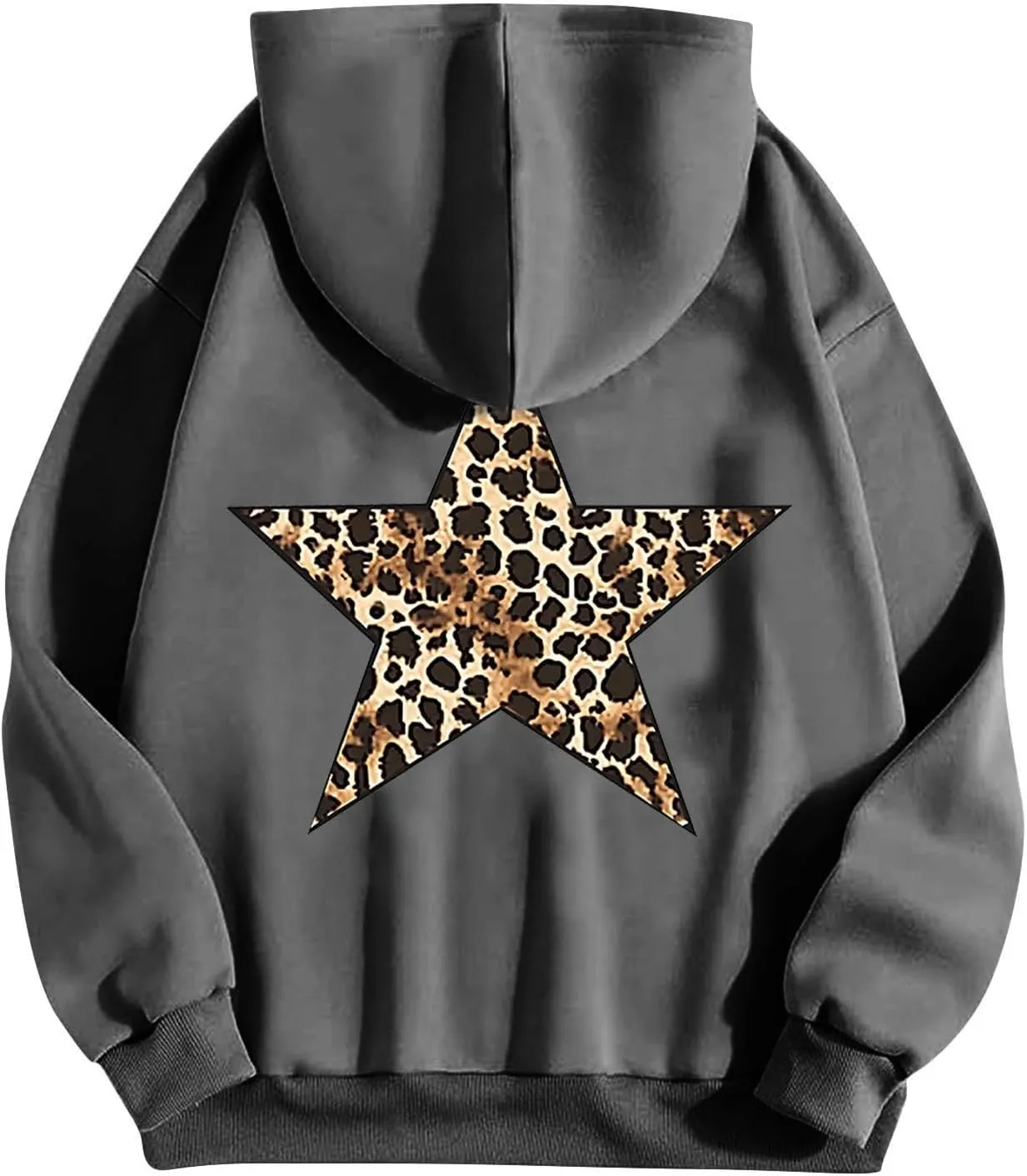 Women's Oversized Sweatshirts Fashion Leopard Star Printed Pullover Casual Athletic Hoodie Cheetah Hoodie with Pocket