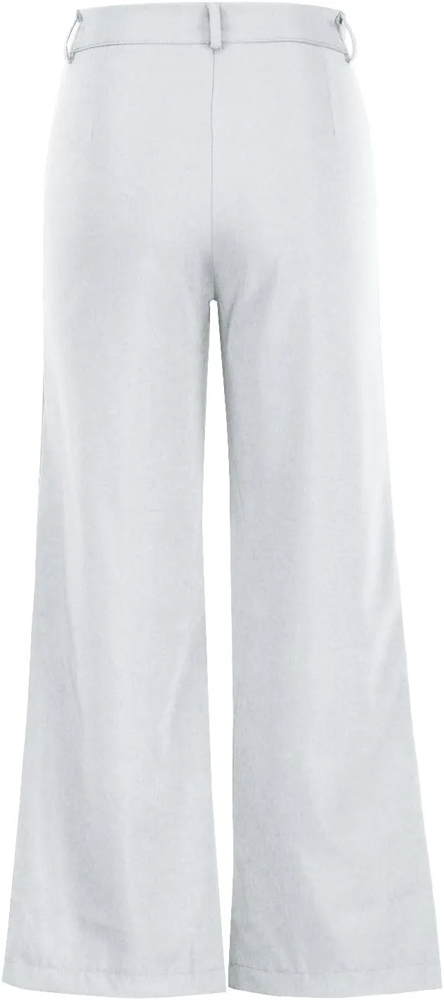 Womens Palazzo Trousers Plus Size Linen Pants Wide Leg Trousers High Elastic Waist Flowy Pants Culottes with Pockets
