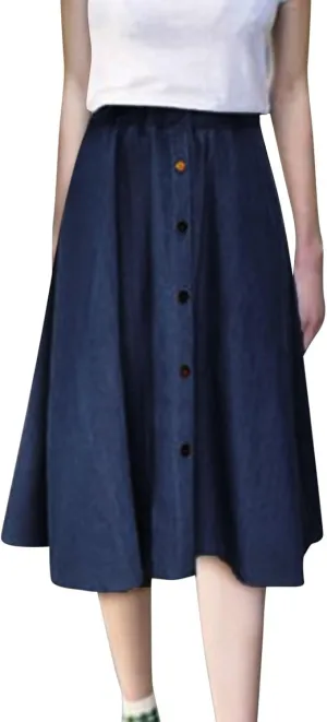 Women's Plus Size Denim Skirt Casual High Waisted A Line Midi with Elastic Waist for School Silk Skirt
