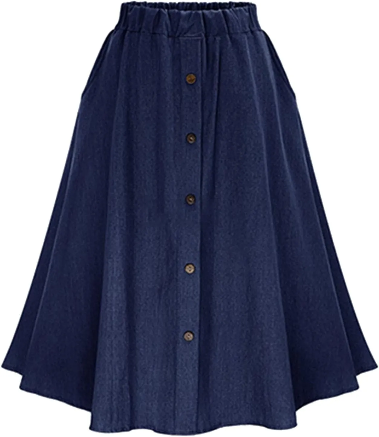 Women's Plus Size Denim Skirt Casual High Waisted A Line Midi with Elastic Waist for School Silk Skirt