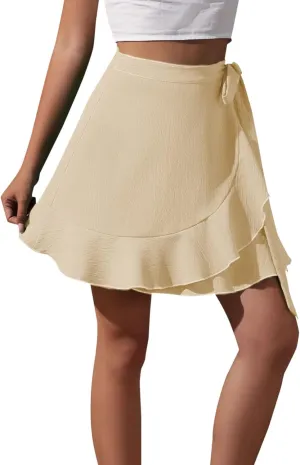 Womens Skirts Swing Skirt Knee Length Women's Summer Empire Waist Ruffle Tiered Mini Skirt Floral Printed A Line Swim