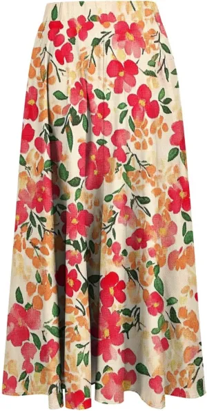 Women's Summer Boho Floral Maxi Skirts High Waisted Flowy Swing Pleated Beach Skorts Long Short Vacation Outfits S-3XL