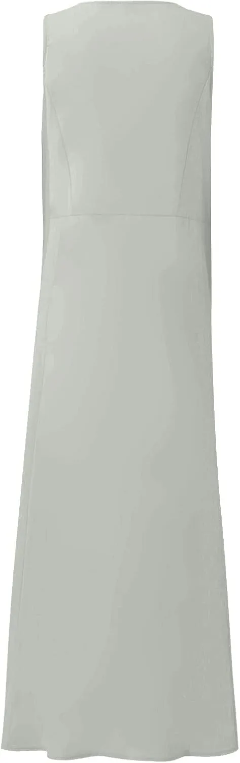 Women's Summer Cotton Linen Long Dress 2025 Sleeveless Elegant Flowy Dresses Plus Size Loose Comfy Dress with Pockets