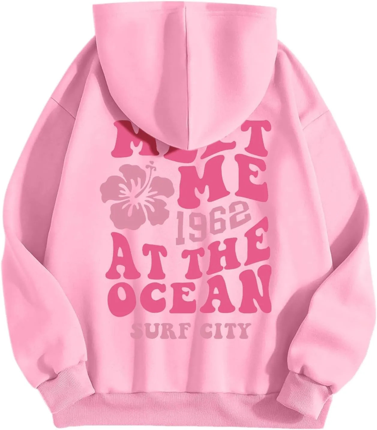 Womens Sweatshirt Graphic Hoodies Letter Print Casual Long Sleeve Drawstring Pullover Tops with Pocket, Medium