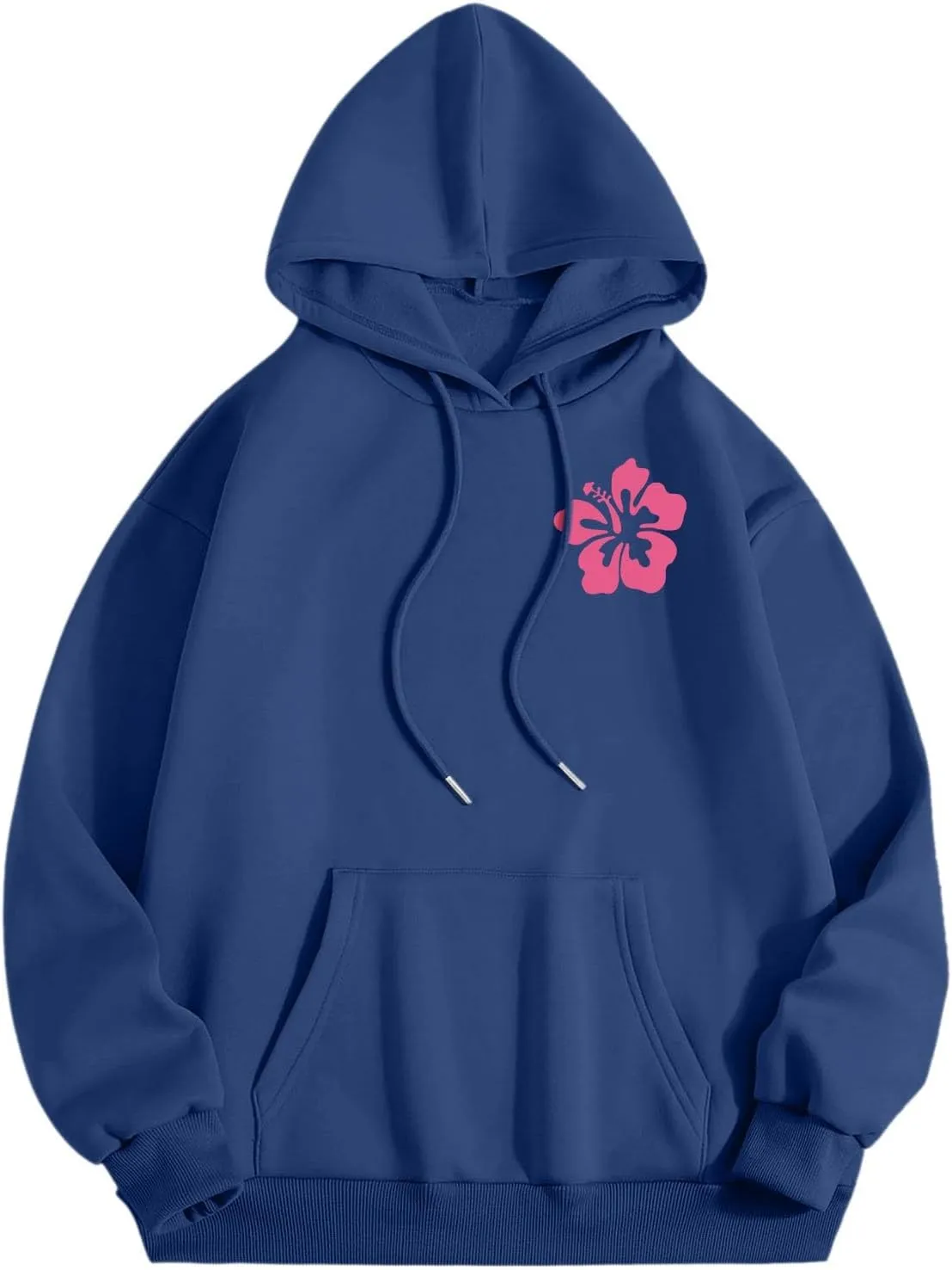 Womens Sweatshirt Graphic Hoodies Letter Print Casual Long Sleeve Drawstring Pullover Tops with Pocket, Medium