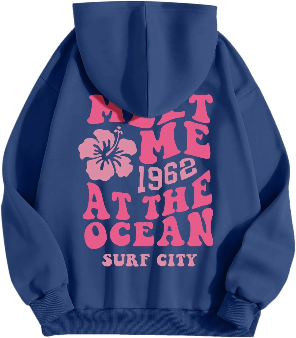 Womens Sweatshirt Graphic Hoodies Letter Print Casual Long Sleeve Drawstring Pullover Tops with Pocket, Medium