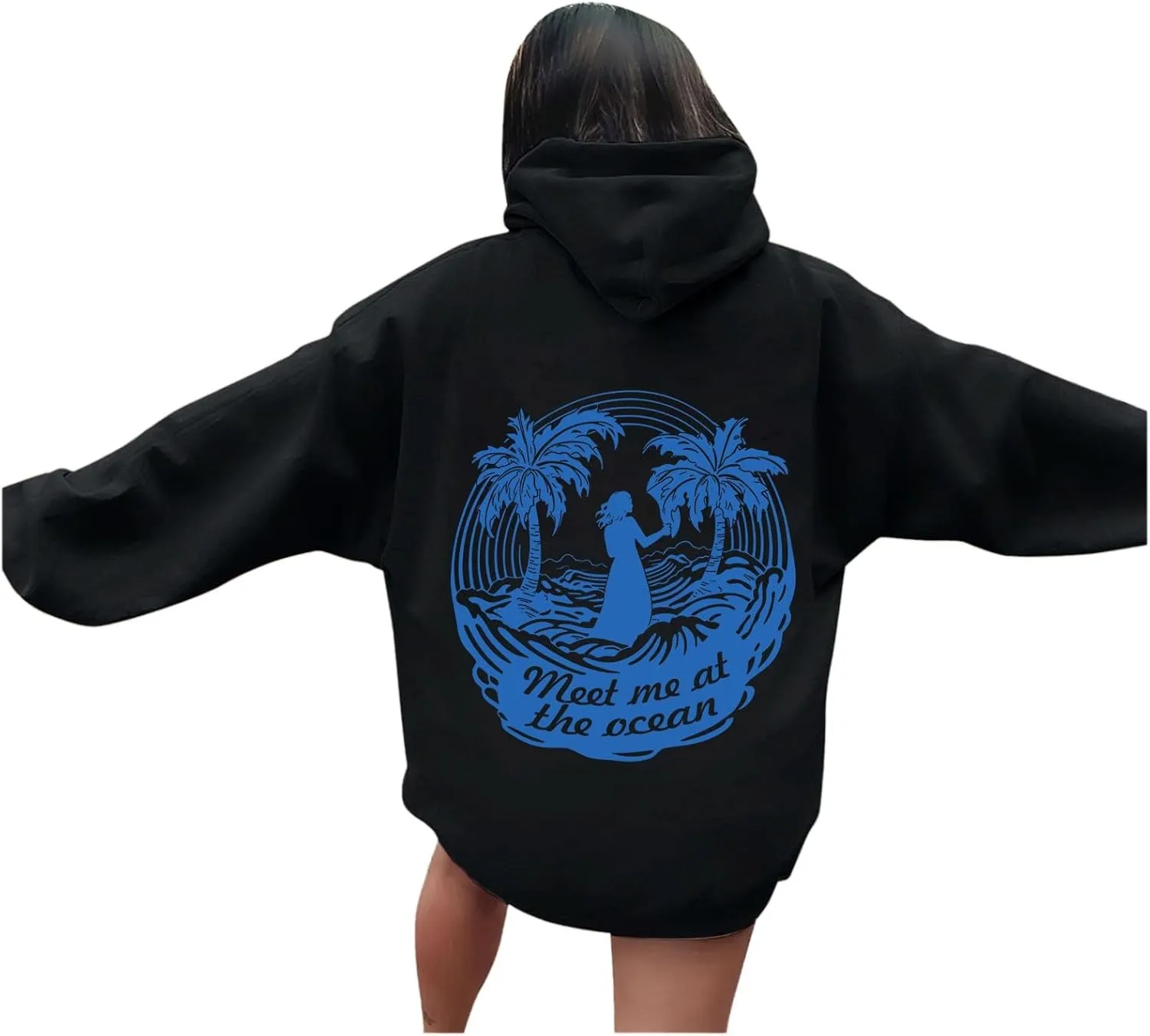 Womens Sweatshirt Pink Graphic Plam Print Puff Hoodie Casual Long Sleeve Pullover Shirts Teen Girls Y2K Fall Outfits