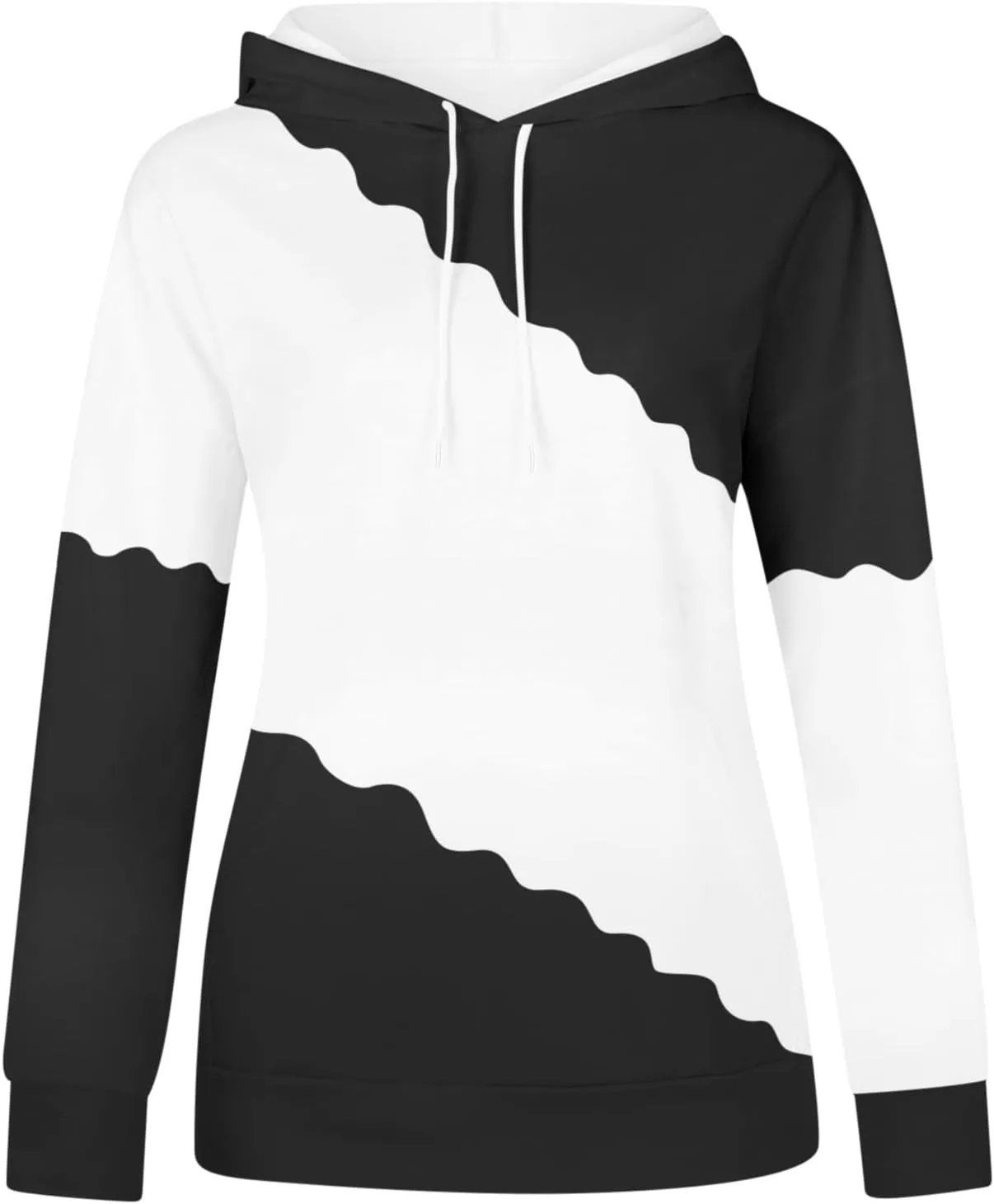 Women's Tie Dye Color Block Hoodies Long Sleeve Drawstring Preppy Pullover Oversized Comfy Casual 2024 Fall Clothes