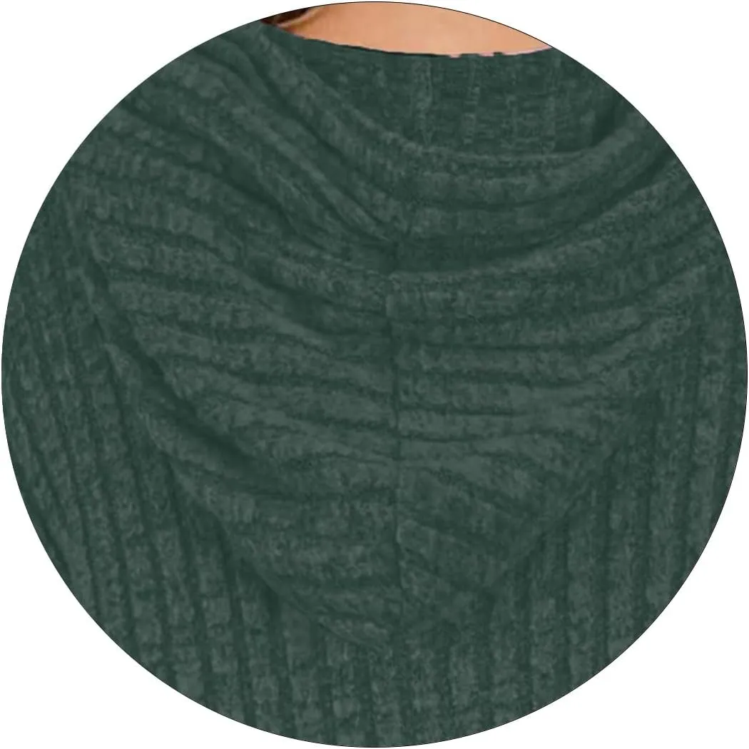 Womens Tops Short Sleeve Hoodies Waffle Knit Pullover Sweatshirts Casual Oversized Shirt with Kangaroo Pockets