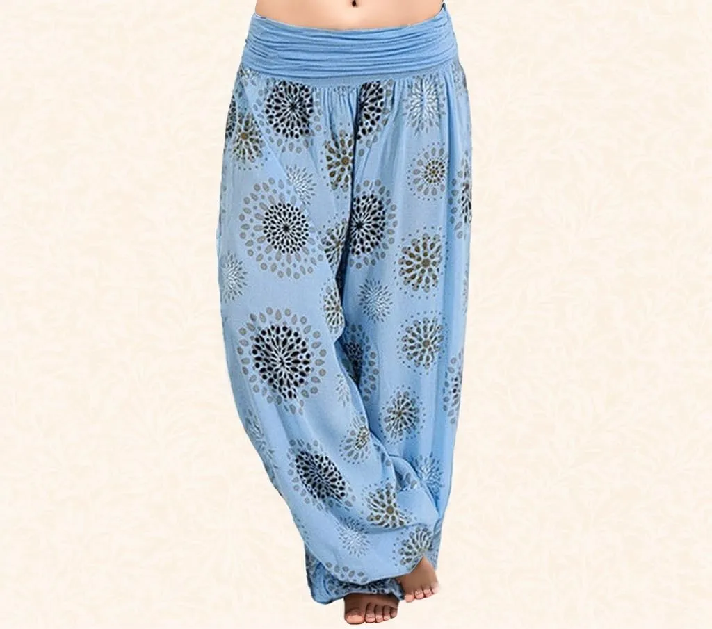Womens Wide Leg Harem Pants Elastic Waist Casual Boho Floral Print Fashion Loose Pant Vintage Yoga Trousers