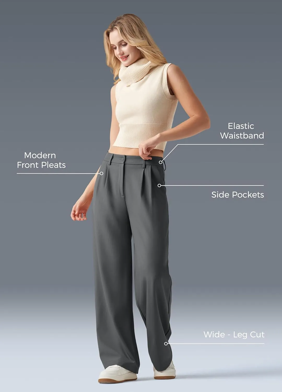Women's Work Pants Wide Leg 2025 Dress Pants Casual Slacks Office Pants High Waisted with Pockets 28"/30"/32"