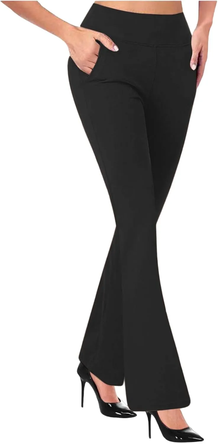 Work Slacks for Women 2025 Knit High Waist Office Dress Petite Yoga Pants Business Casual Pant Trousers Pantalones