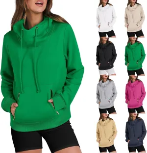 yardsong Hoodies for Women 2024 Fashion Cowl Neck Long Sleeve Sweatshirts Teen Girls Casual Pullover with Zipper Pockets