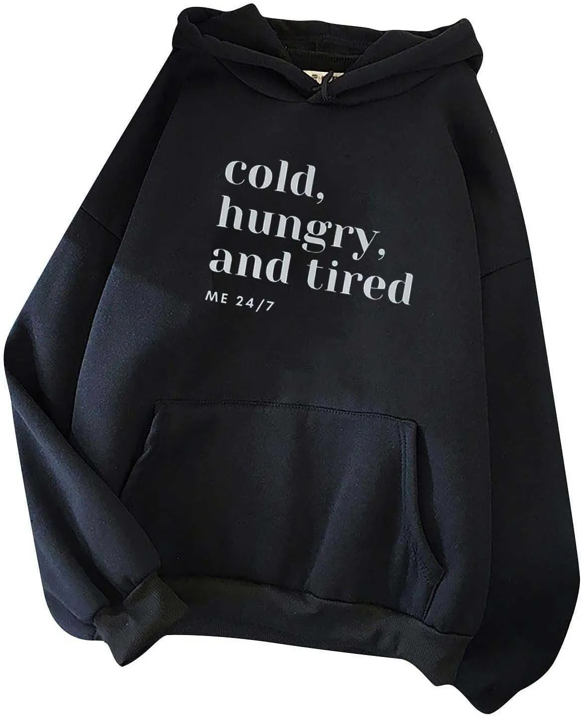 Yes, I'm Still Freezing Me 24:7 Hoodies for Women Drop Shoulder Oversized Sweatshirts Long Sleeve Casual Pullover