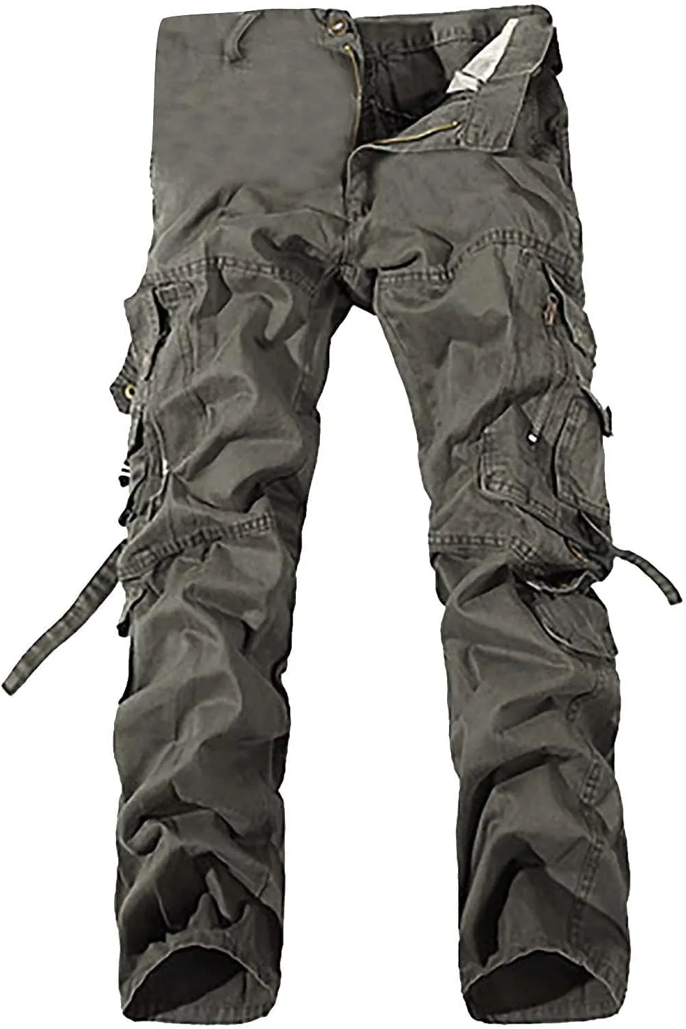 Ymosrh Khaki Cargo Pants for Men Work Pants Cotton Relaxed Fit Military Pants with Multi Pockets Stretch Pants