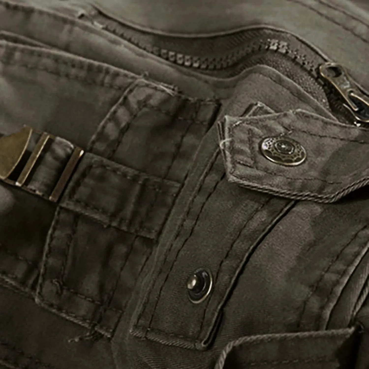 Ymosrh Khaki Cargo Pants for Men Work Pants Cotton Relaxed Fit Military Pants with Multi Pockets Stretch Pants