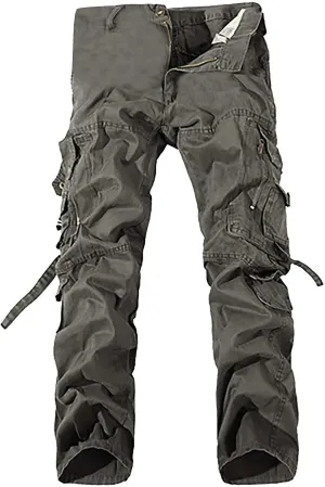 Ymosrh Khaki Cargo Pants for Men Work Pants Cotton Relaxed Fit Military Pants with Multi Pockets Stretch Pants