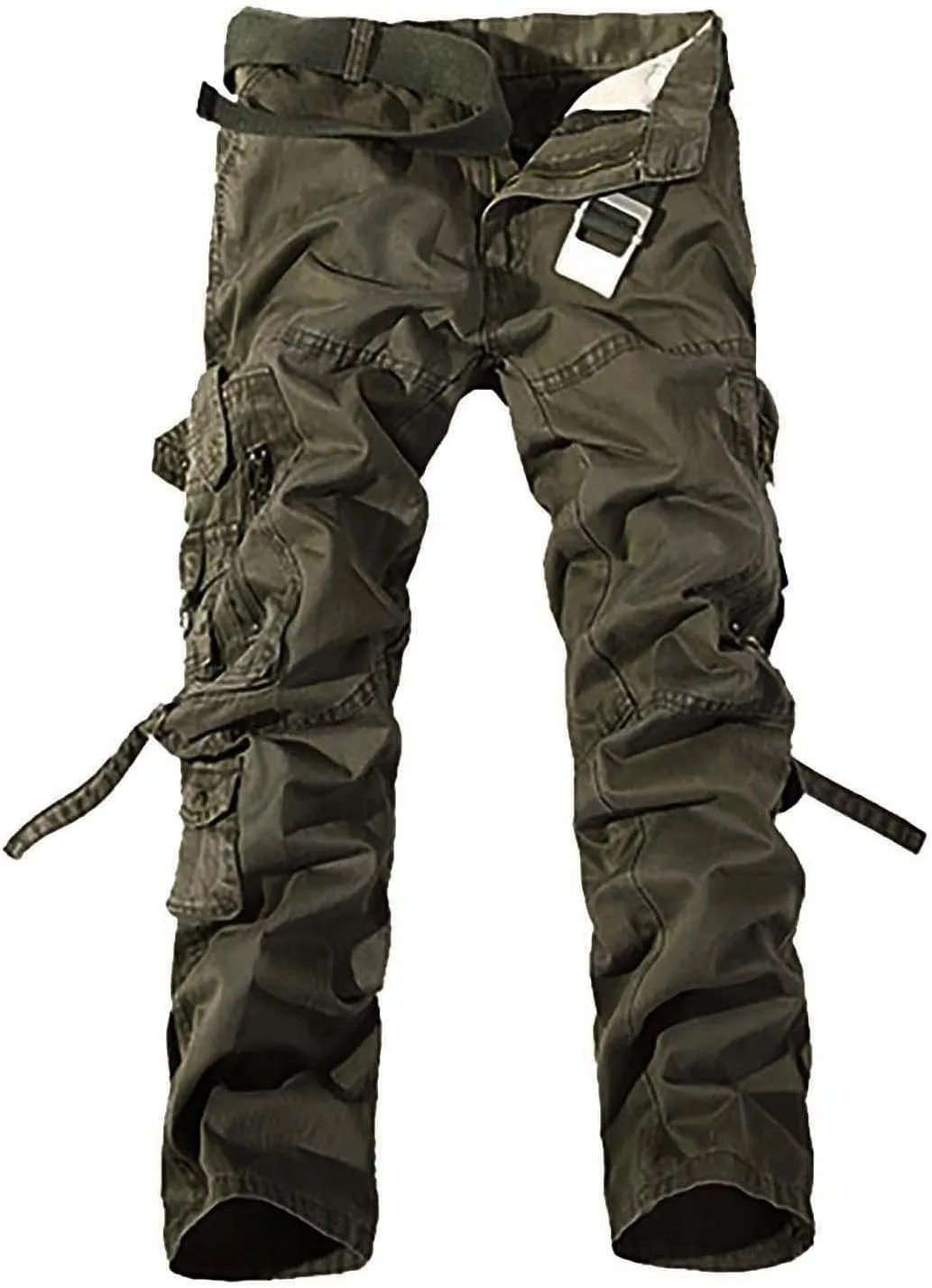 Ymosrh Khaki Cargo Pants for Men Work Pants Cotton Relaxed Fit Military Pants with Multi Pockets Stretch Pants