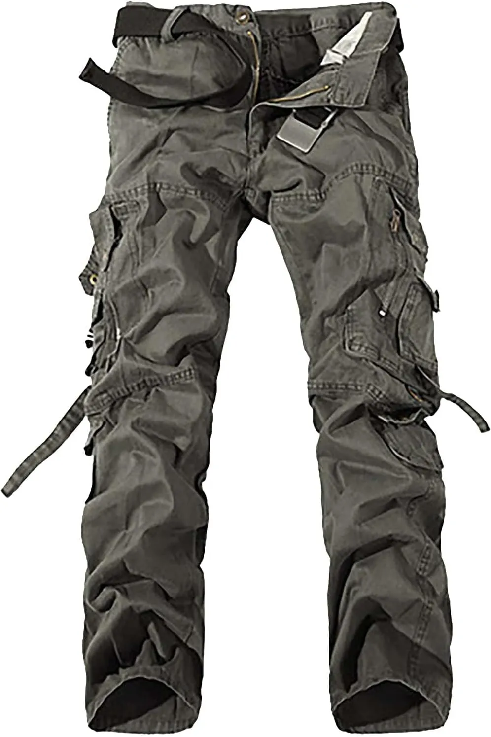 Ymosrh Khaki Cargo Pants for Men Work Pants Cotton Relaxed Fit Military Pants with Multi Pockets Stretch Pants