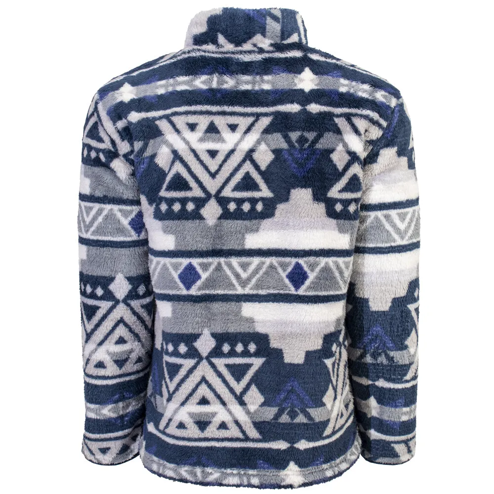 Youth "Hooey Fleece Pullover" Navy/White/Grey Aztec Print