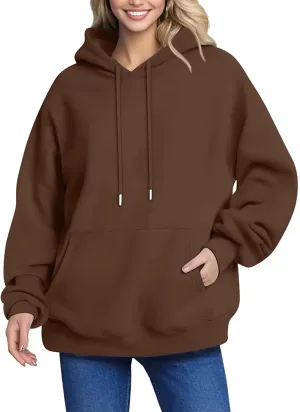 YUTANRAL Hoodies for Women Trendy Solid Color Long Sleeve Tops Womens Fashion Oversized Sweatshirt Pullover With Pocket