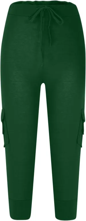ZDRZK Capri Cargo Pants for Women Casual Plus Size High Waist Workout Yoga Pants with Pockets Comfy Cropped Trousers