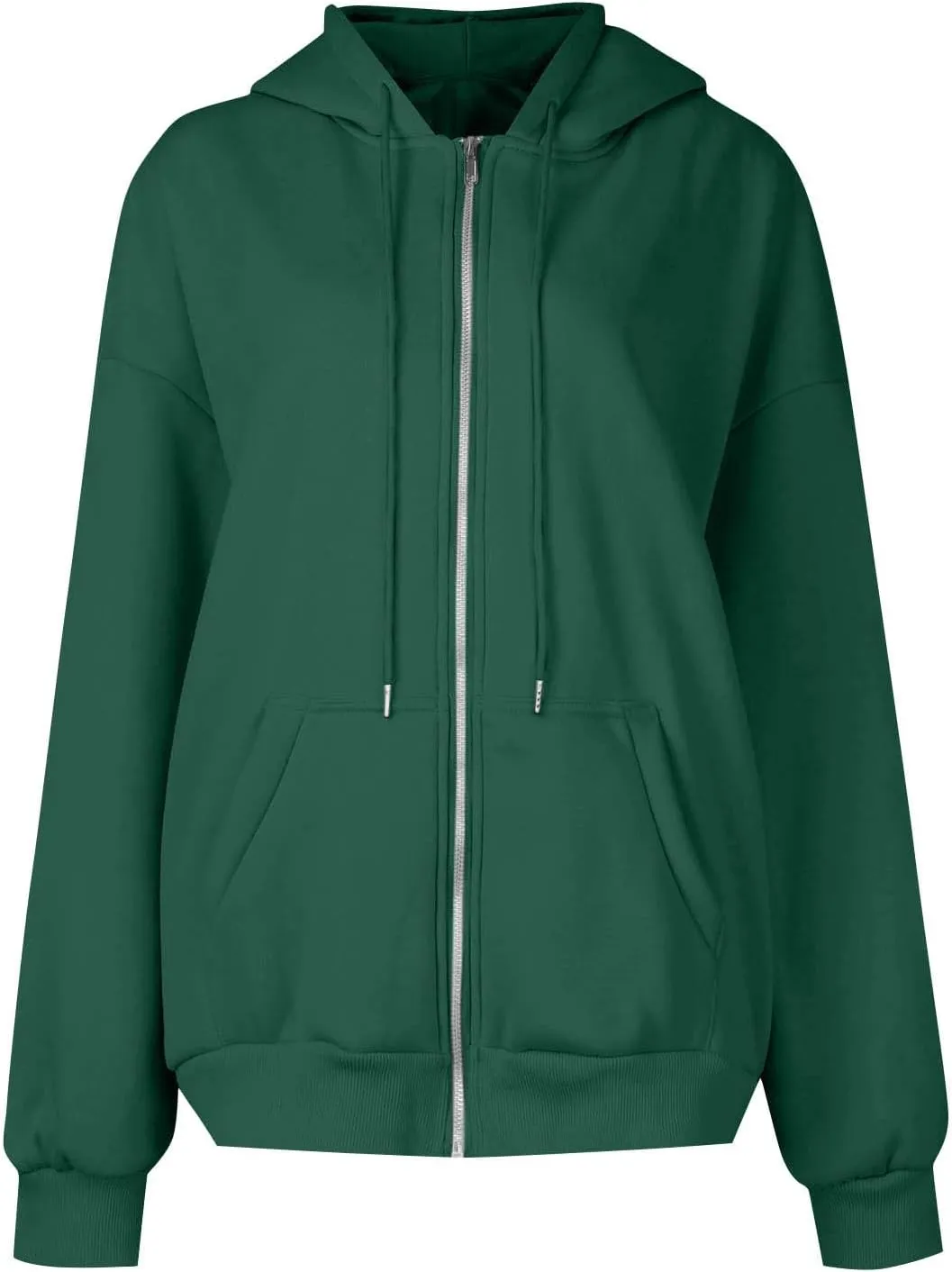 Zip Up Hoodies for Women 2024 Fall Winter Oversized Sweatshirt Fleece Lined Jacket Casual Warm Outfit with Pockets